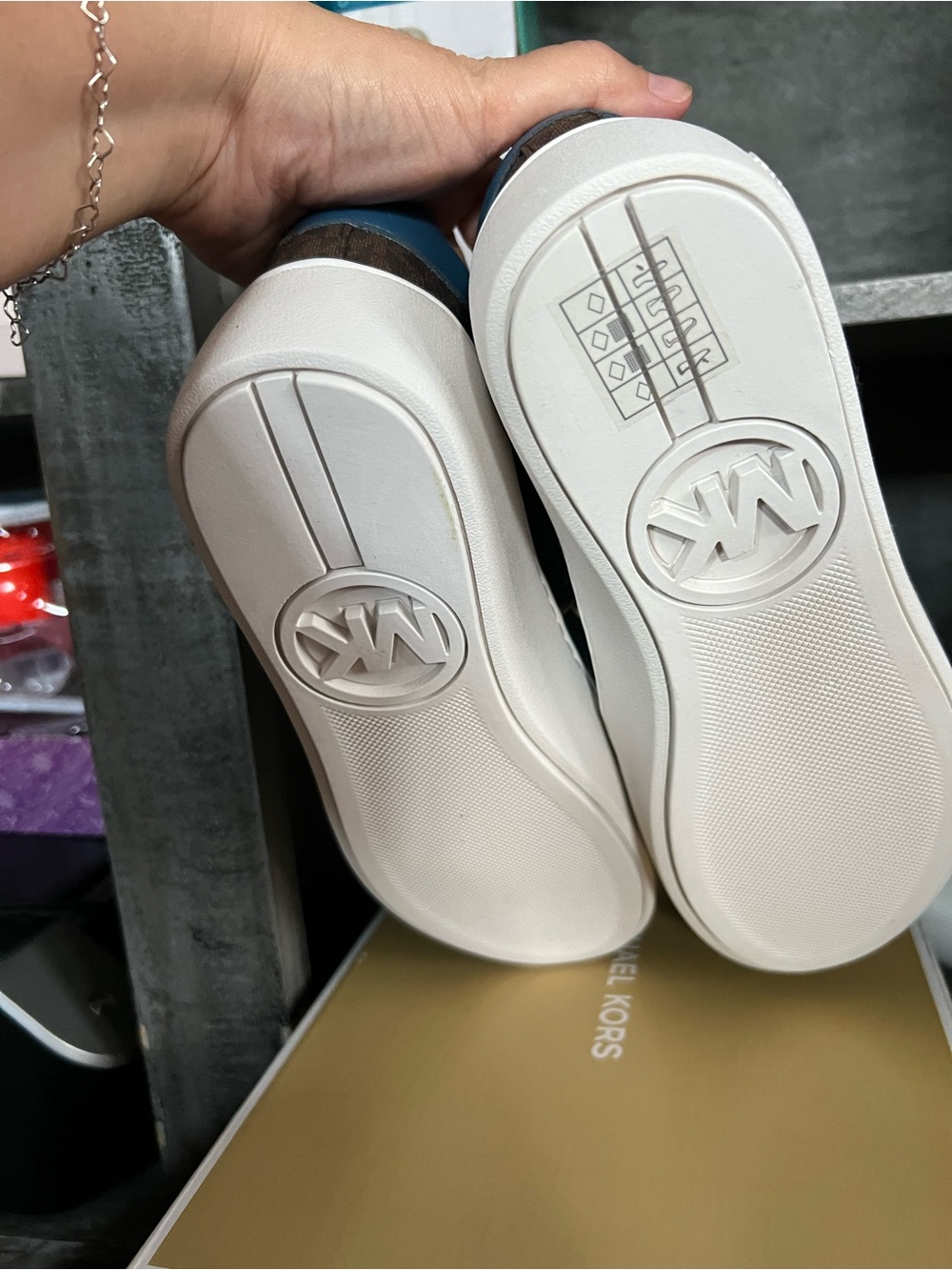 Michael Kors Brown Logo Low-Top Sneakers with Blue Accents - Picture 4 of 5